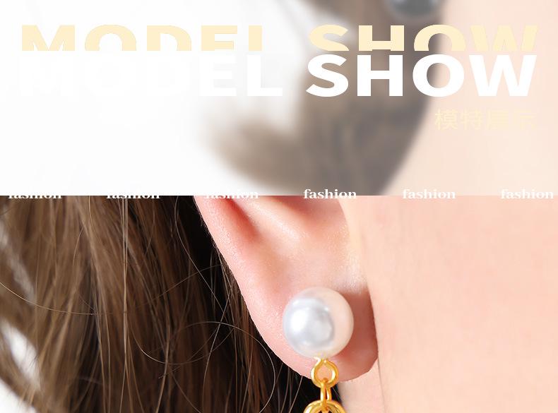 Vintage Faux Pearl Black Glass Stone Long Drop Earrings for Women, Colorfast Titanium Steel Ear Accessories