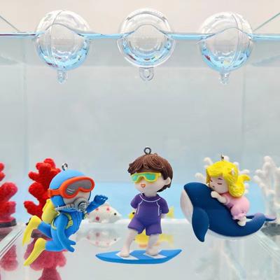 Underwater Ornament Floatable Surf Boy Whale Riding Girl Anime Figure Landscaping Crafts Tank Floating Decor Aquarium Accessories