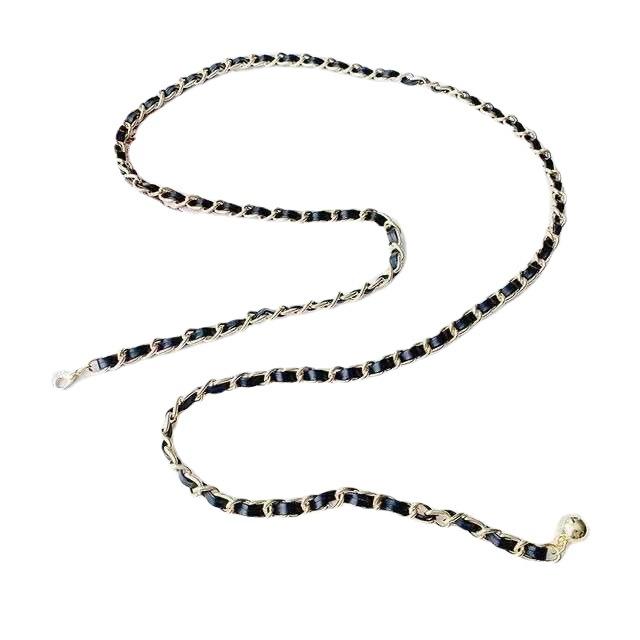 Metal Chain Waist Chain for Women In Summer with Denim Elegant Dress Decoration Accessories Knitted Leather Small Fragrance Belt
