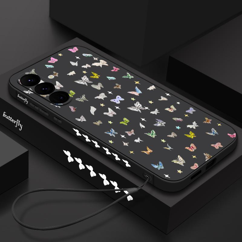 Kolorowe Etui z Wzorem Motyla Dla Samsung Galaxy S26 S25 Ultra S24 S23 S22 Plus S21 FE A15 A16 A17 A35 A36 A54 A55 A56 5G Miękki Pokrowiec