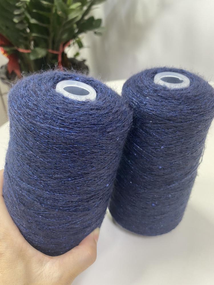 250g Bright Wire Mohair Yarn with Sequins for Crochet Knitting Clothing DIY Dolls Sweater Soft Thin Wool Thread Comfortable Blue