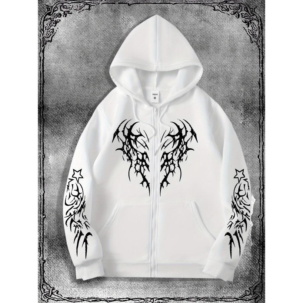 Men's Original Gothic Dark Printed Zipper Hoodie Casual Fashion Street Wear Zipper Hoodie