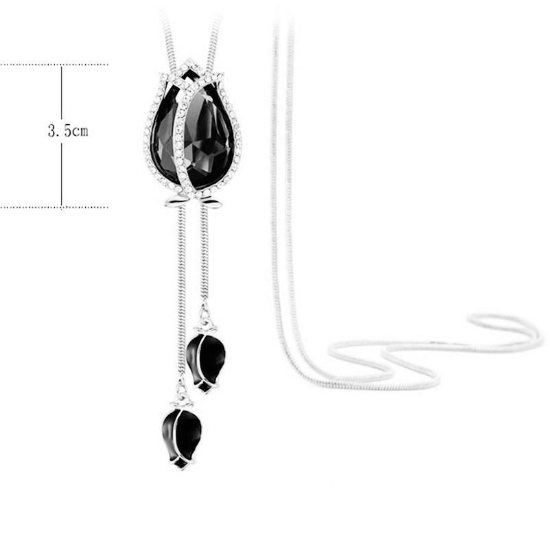 Charm Statement Crystal Pendant Bride Wedding Rhinestone Tassel Long Necklace Party Women Jewelry
