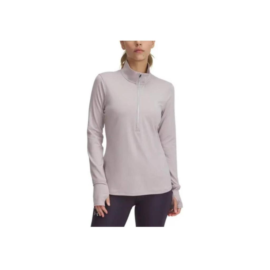 Under Armour Qualifier Fashion Comfortable Running Long Sleeve T-Shirt Women Tops Dawn-Gray Pink 1379349-009
