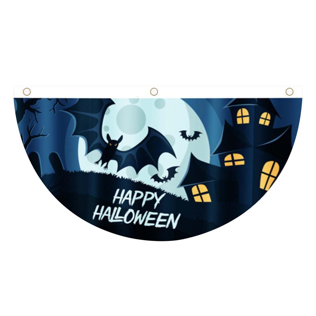 45x90cm Fan Shaped Flag for Halloween Outdoor Yard Fence Decoration Props Suitable for Christmas