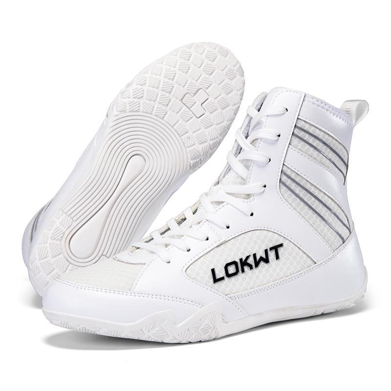 Men Wrestling Shoes Professional Lightweight Boxing Training Sneakers Air Mesh Large Size Black White Sports Gym