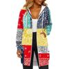 Women's Fashionable Printed  Long Sleeved Drawstring Hooded Zipper Pocket Long Casual Sweatshirt Jacket