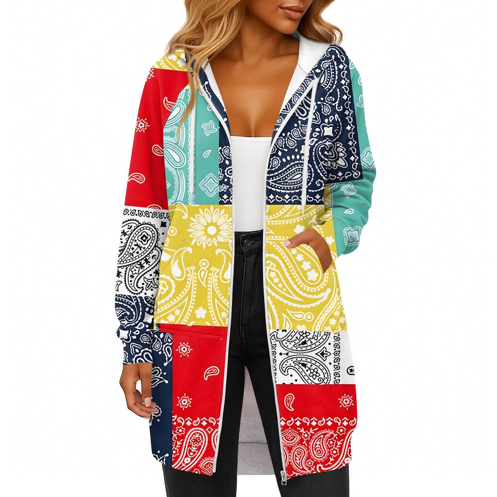 

Женская модная толстовка с длинными рукавами, принтом, капюшоном на кулиске, карманом на молнии, длинная, повседневная XL красный