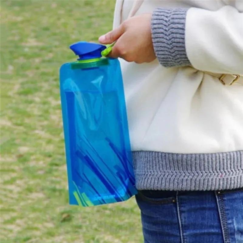 Lightweight To Carry Ultralight Foldable Water Pouch 700ml Water Bottle Pouch Outdoor Activity Sport Supplies Hiking Running Soft Flask Water Bottle