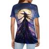 Women's T Shirt Halloween Print Button Short Sleeve Daily Weekend Fashion Basic V- Neck Regular Top