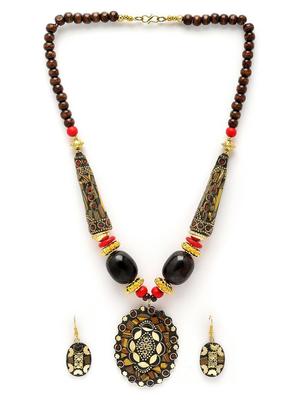Latest Stylish Traditional Tibetan Pendant Necklace Jewellery Set for Women