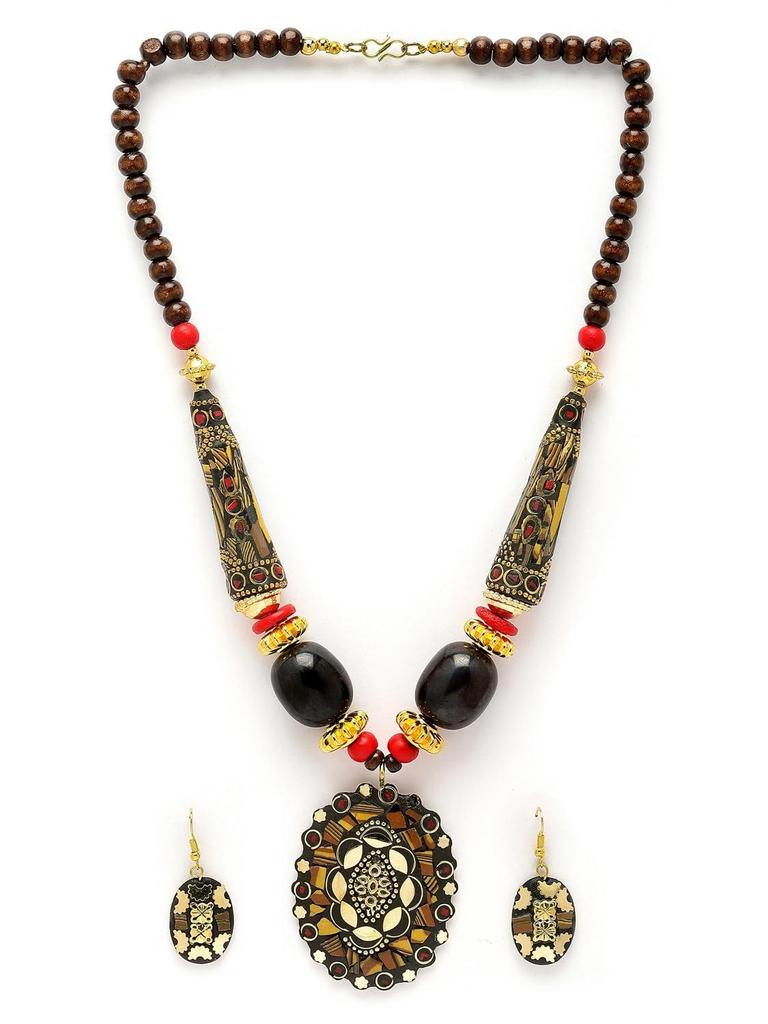 Latest Stylish Traditional Tibetan Pendant Necklace Jewellery Set for Women