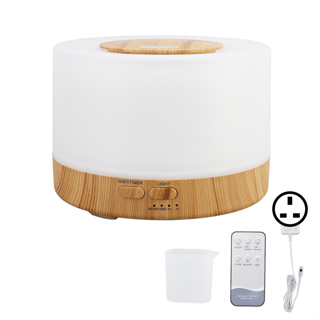 Desk Humidifier 500ml Wood Grain 7 Color LED Light 35dB Remote Control Aromatherapy Diffuser 100‑240V