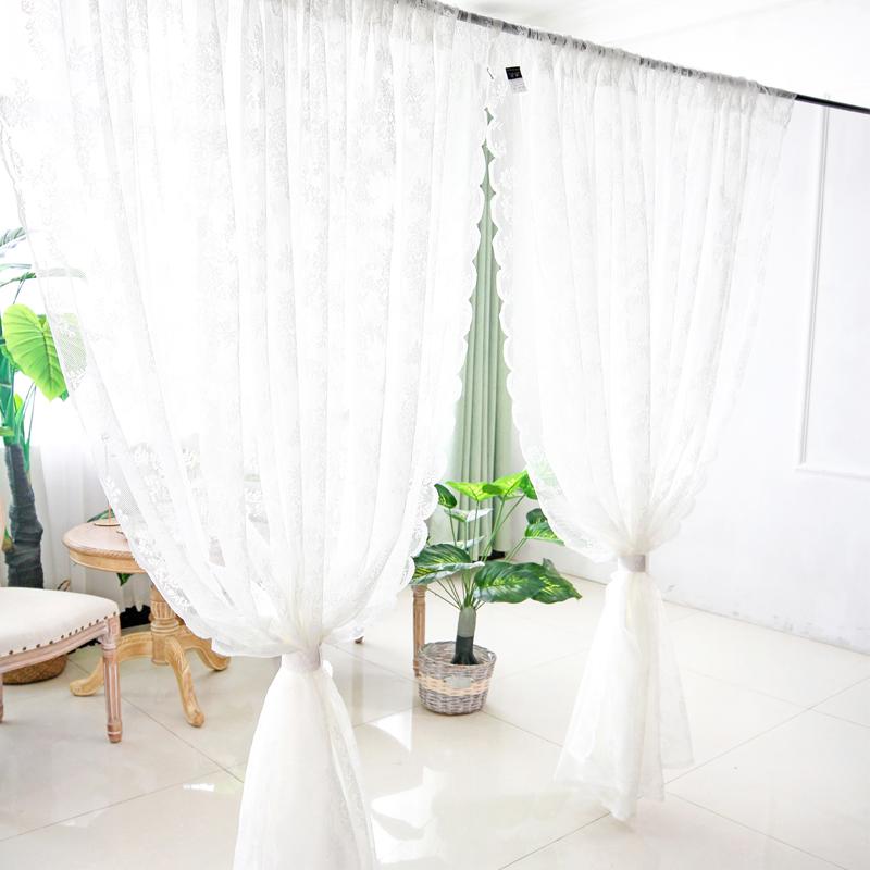 2PC Wohnzimmer Schlafzimmer Fenster Vorhänge Weiß Jacquard Spitze Pastoralen Stil Tüll Sheer Vorhänge