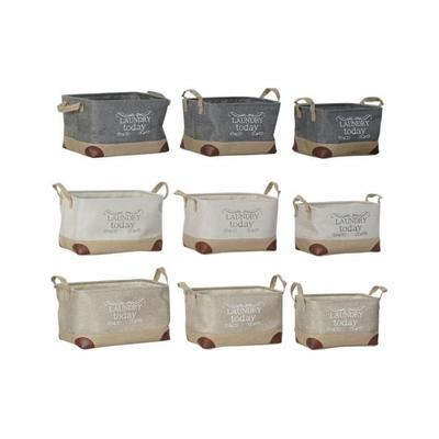Körbe-Set - 40 x 30 x 24 cm - Beige-Grau - Hellbraun - Polyester