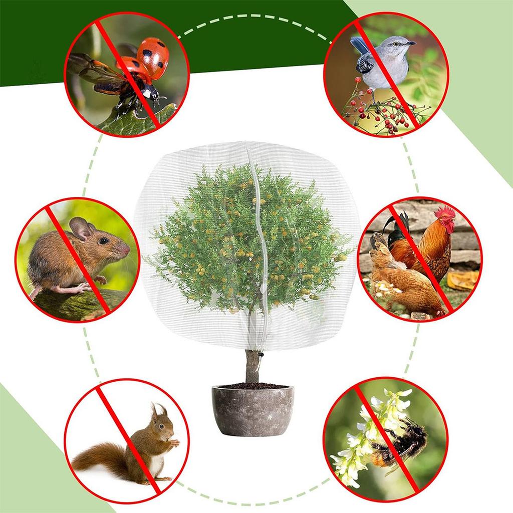 Net Bag Protective Versatile Polyester Drawstring Design Tree  Netting Mesh for Farm
