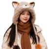 Furry Ears Plush Winter Hat for Women Girl Warm Comfortable Unisex Earflap Cap for Skiing Camping Daily Outdoor Use