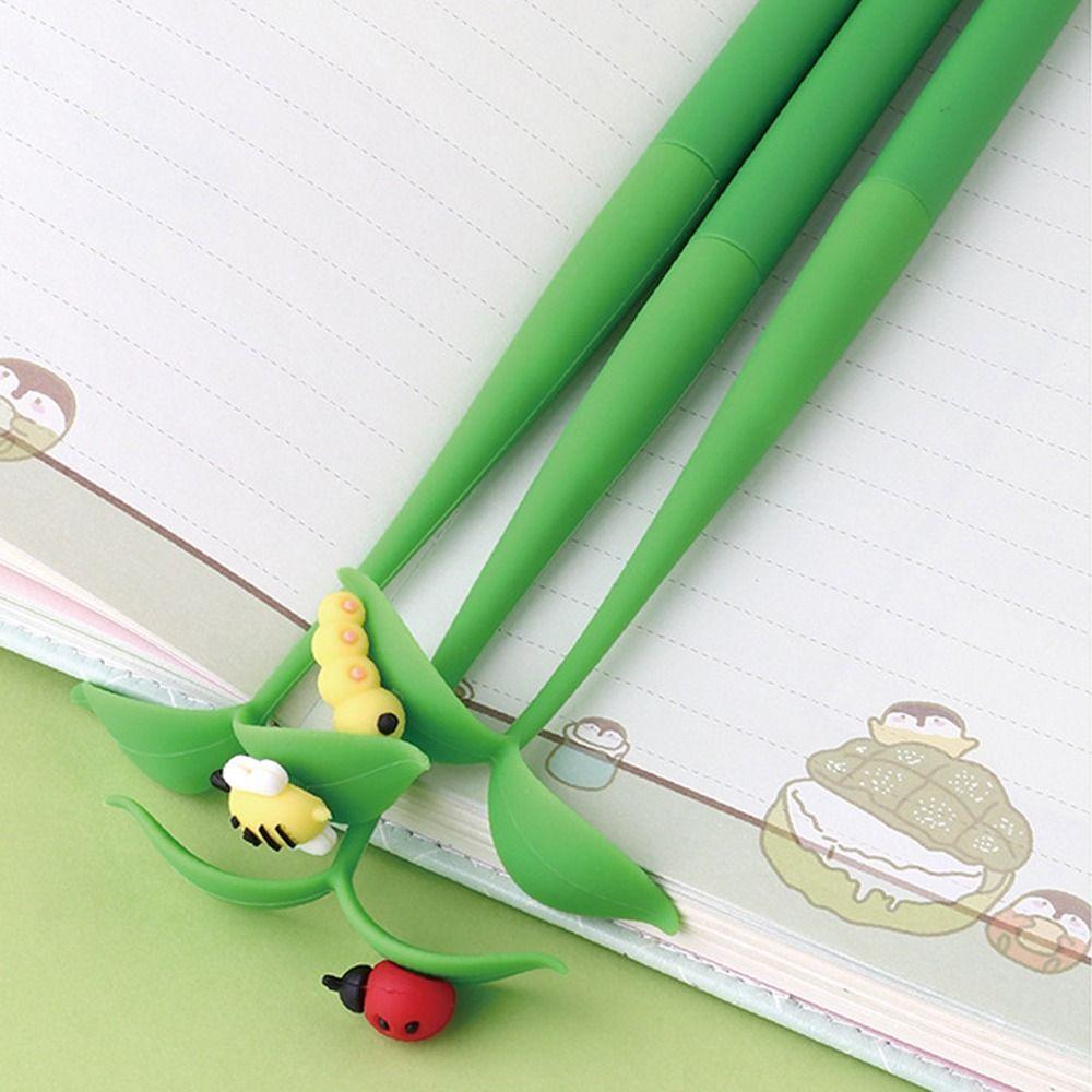 Black Ink Flowers Insects Leaves Pen ST Nib Signature Pen Soft Rubber Dancing Gel Pen Award Gifts