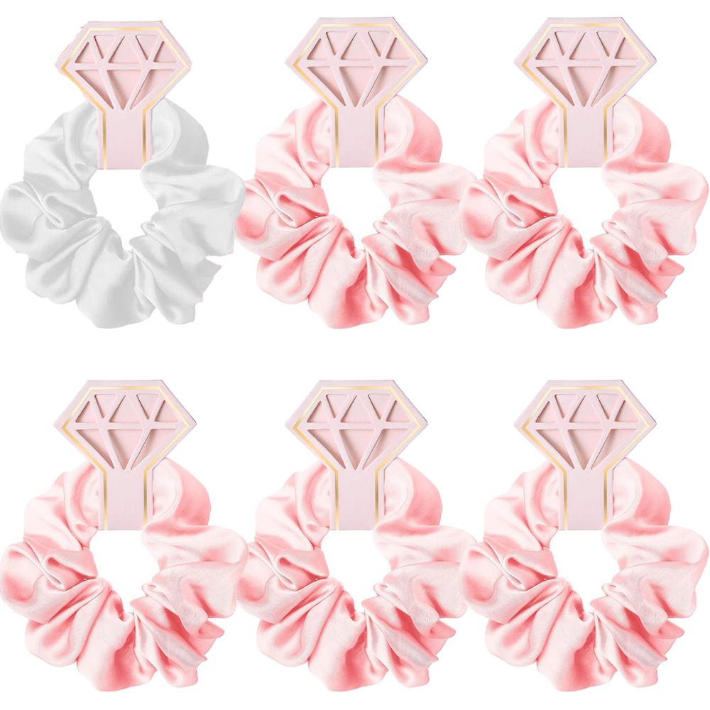 6pcs Satin Scrunchies Girls Elastic Hair Band Ponytail Holder Ties Rubber Bands Bride Bridesmaid Accessories Wedding Supplies