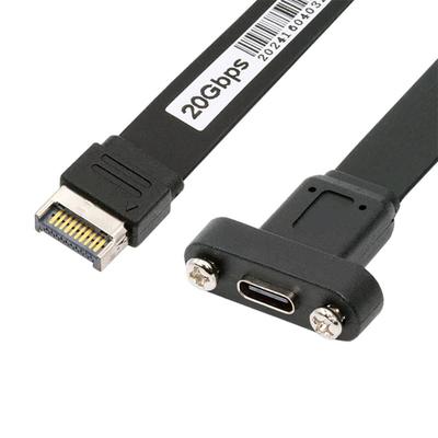 NFHK USB IDC כותרת פאנל קדמי למאריך נקבה עם ברגי הרכבה לפאנל 3.2 20 פינים סוג-E USB-C כבל מסוג C, 20Gbps,