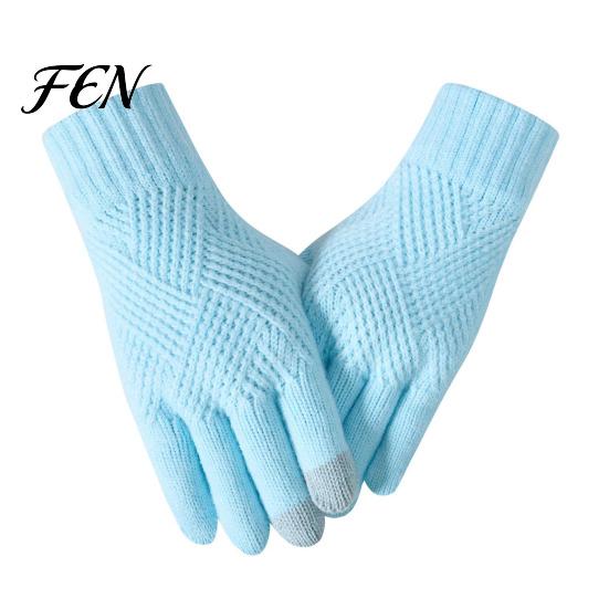 Fashionable Cold Protection Gloves Knitted Touchscreen for Men Women, Winter Warm Thermal Gloves, Thickened Solid Color Daily Use Plush Lining Mittens