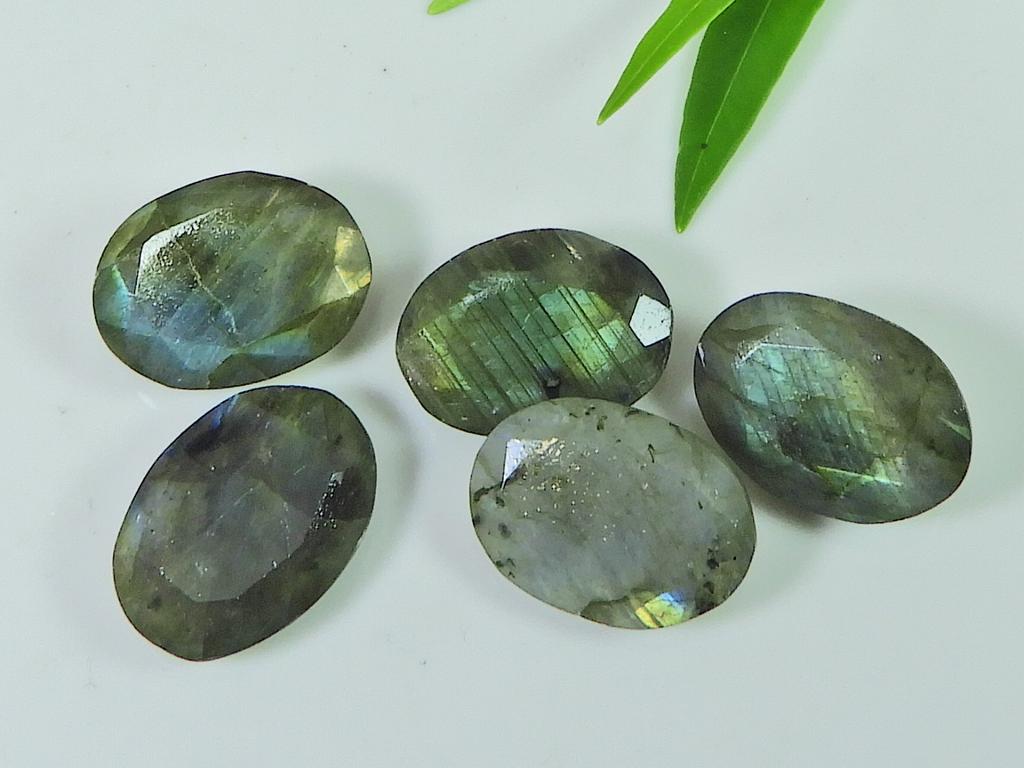 12X17MM Natural Labradorite Checker Cut Oval Cabochon Gemstone 5 Pcs Lot LM-1207