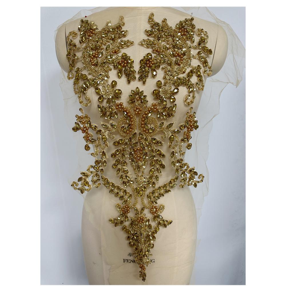 Handmade Glass Rhinestones Bodice Garments Sew On 3D Heavy Beading Flower Accessory Black Red Blue for Wedding DIY