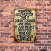 Vintage Iron Metal Sign - "Less Worry, Live More" Inspirational Quote, Easy-Mount Wall Decor for Home/Bar/Man Cave