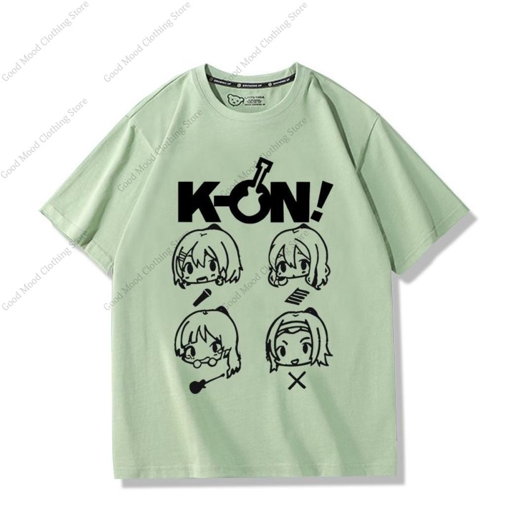 Anime KON T Shirt K ON Hirasawa Yui Akiyama Mio Cartoon Print Tshirt Unisex Women High Quality Cotton Short Sleeve Tee Tops