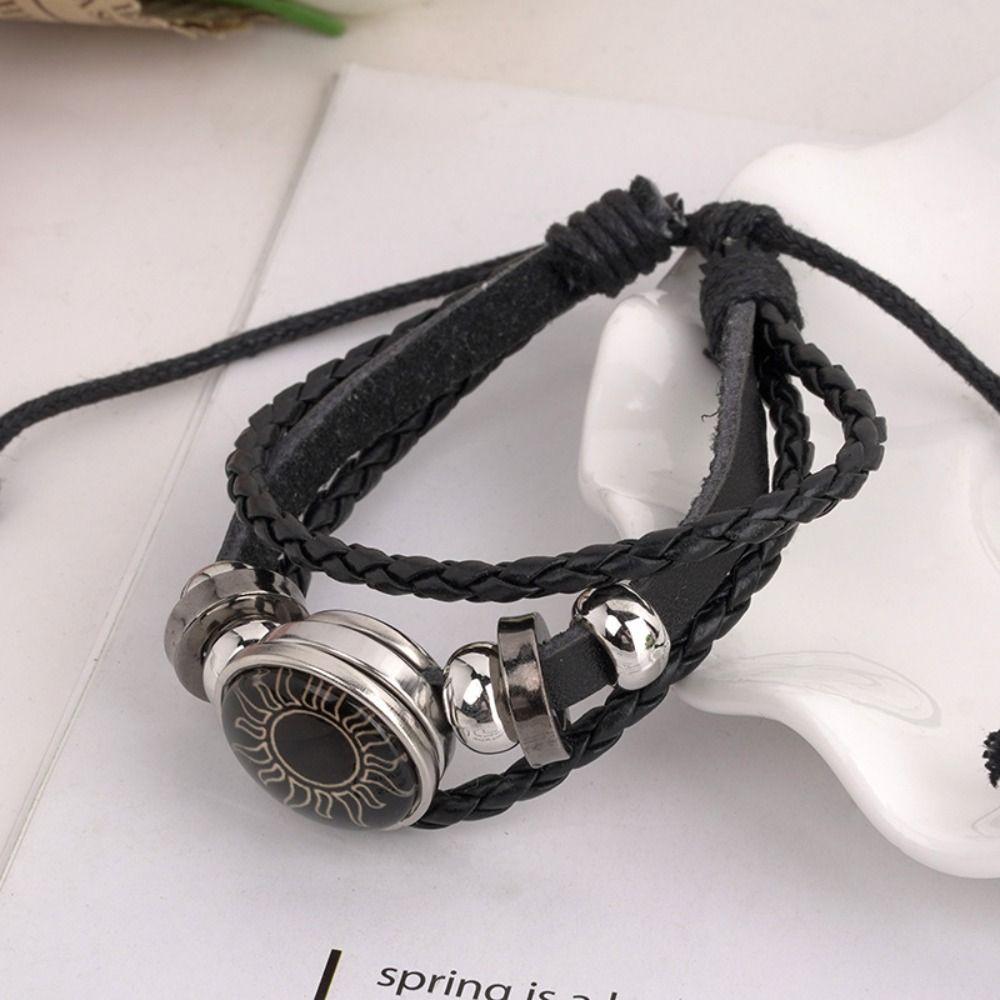 Sun Moon Couple Bracelet Luminous Bead Woven Bracelet Solid Color Knitted Hand Chain  Gift