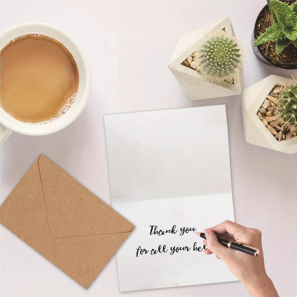 1Set/72pcs Green Plant Thank You Card Envelope Set, Wedding and Holiday Card Greeting Card, Cartoon Greeting Card Envelope Set