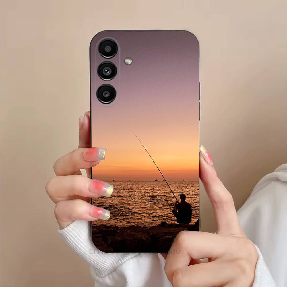 Fishing Fisherman Phone Case For Samsung S25,24,23,22,21,S20,Ultra,Plus,FE Black Soft Cover