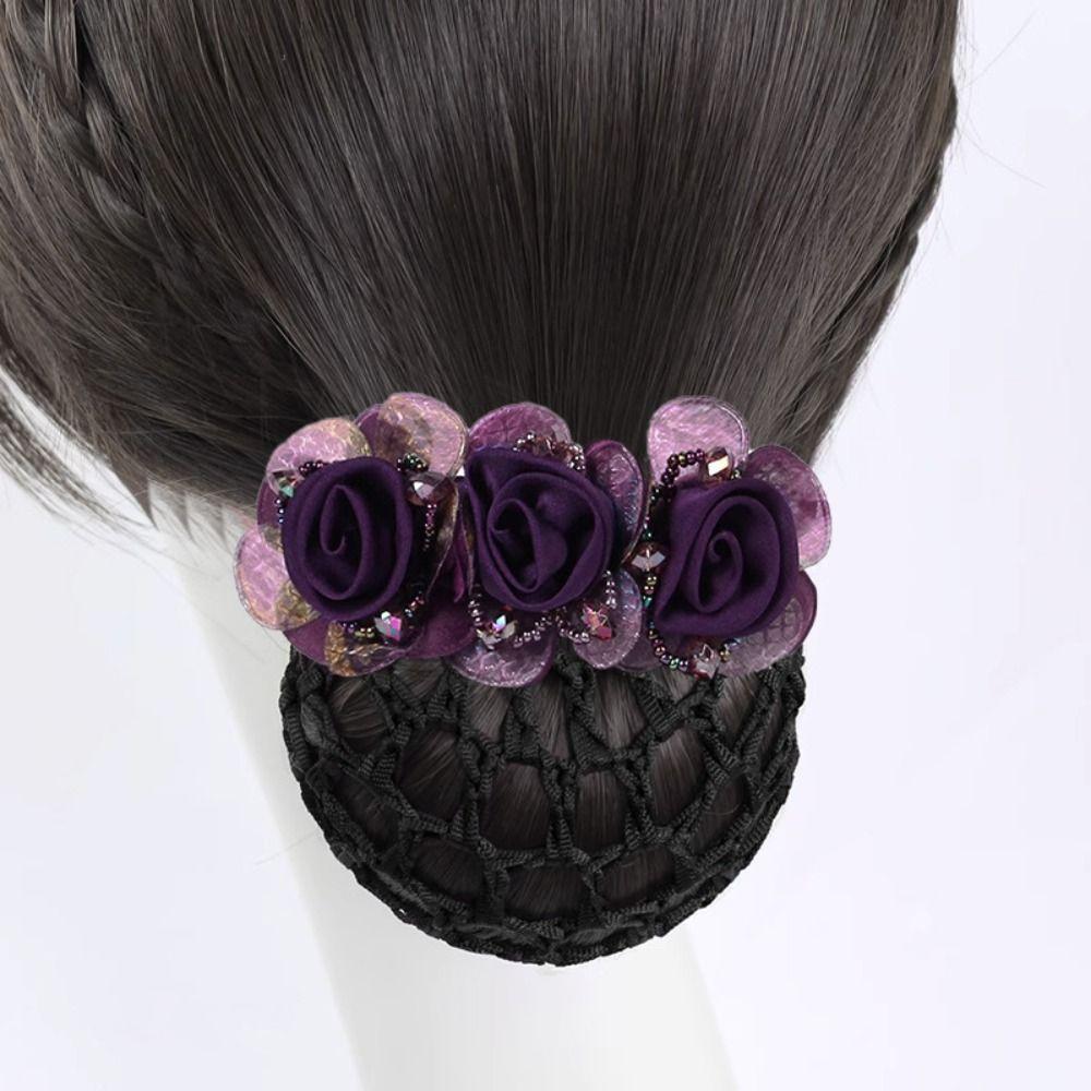 Retro Style Flower Hair Net Updo Styling Tool Net Pocket Headdress Bun Cover For Women Female