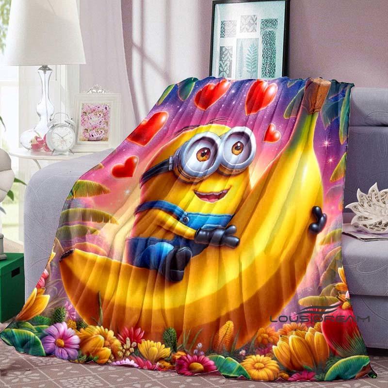 Kawaii (Minions) Cartoon Blanket with Big Eyes, Soft and Comfortable Flannel Blanket Suitable for Travel and Home Use.