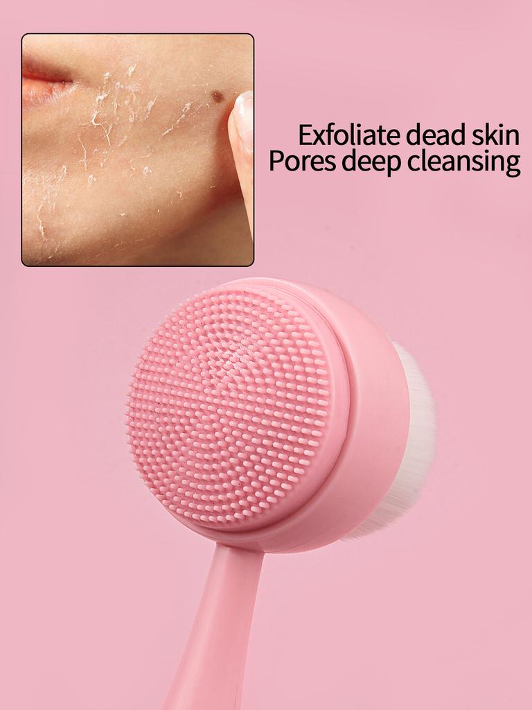 1PC Silicone Manual Face Cleansing Brush, Handheld Facial Brush for Daily Cleansing & Makeup Removal