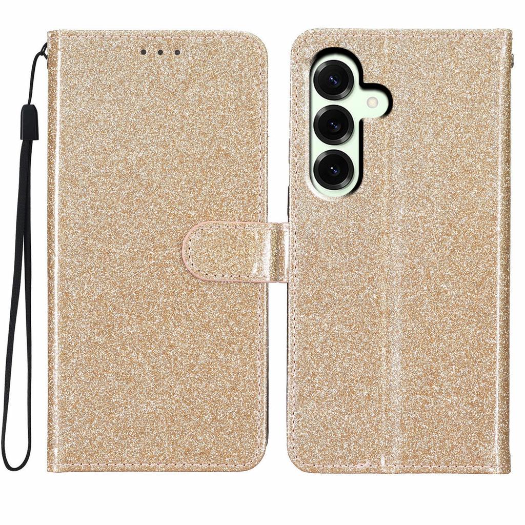 For Samsung Galaxy A17 Wallet Case Glitter Anti-Scratch Leather Stand Phone Cover with Strap