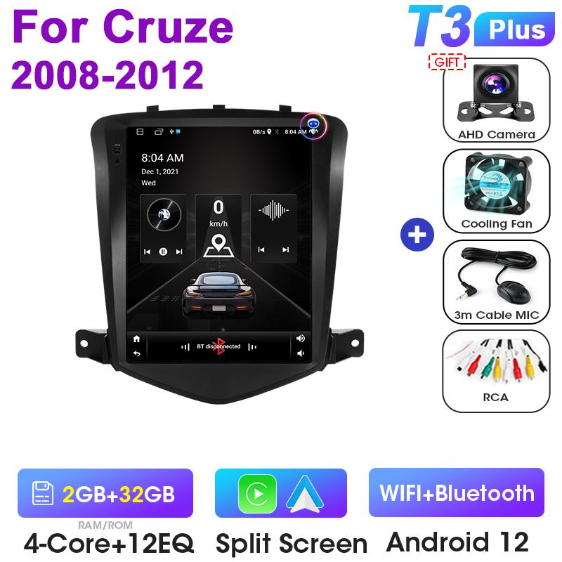 9.7" 2 Din Android 12 Car Radio For Chevrolet Cruze J300 2008 - 2012 Multimedia Video Player GPS 4G Carplay Auto Stereo RDS DSP