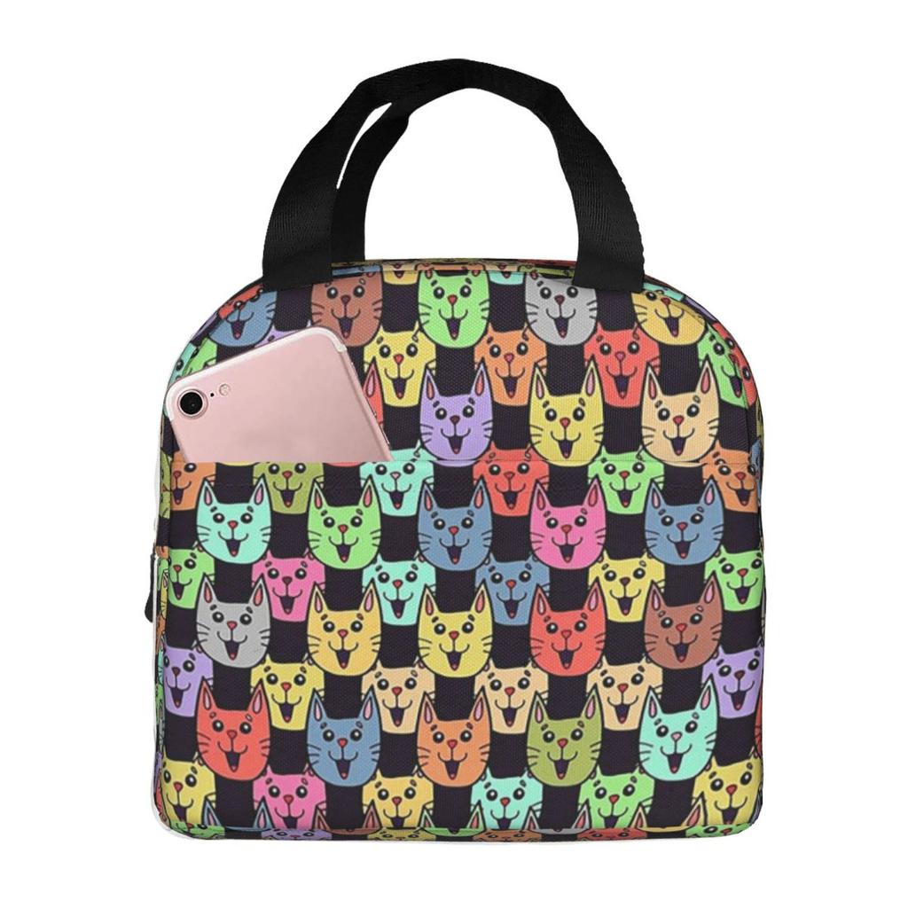 Colorful Cat Heads With Bright Star Insulated Lunch Bag for Women Cooler Thermal Food Box Tote Portable Lunch Boxes Container