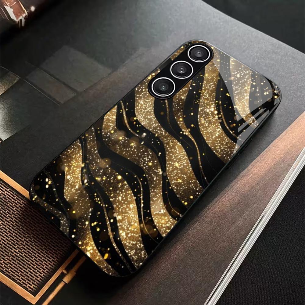 Hot topic Golden stripes PhoneCase Glass PhoneCase for Samsung Galaxy S26 S25 S24 S23 S22 S21 FE Ultra Plus scratch proof Smooth