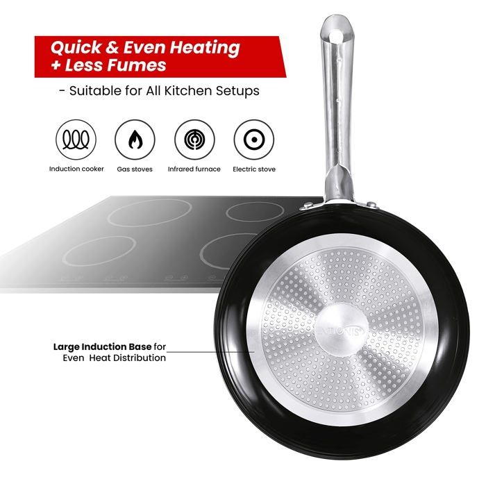 Poêle - intignis - antiadhésive - céramique infusée de diamants - aluminium - couvercle en verre