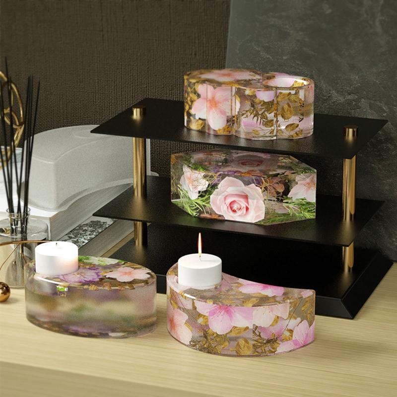 1Pcs Tealight Candle Holder Resin Molds,Silicone Candle Holder Molds for Epoxy Resin Casting,DIY Valentine's Day Gifts