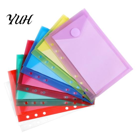 Dustproof Document Holder Clear Poly Envelope Binders Pocket Insert with Hook And Loop Closure, Plastic Project Organizer Documents File Folders Label