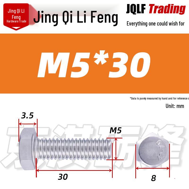 201 Stainless Steel Hex Head Full Thread Bolt: Wear & Corrosion Resistant, M4-M14 for Aerospace Machinery