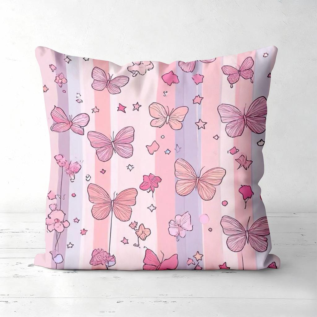 Pink Butterfly Heart Envelope Patterned Cushion Covers Polyester pillowcase, sofa decorative cushion cov Headboard Pillow