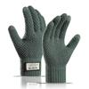 Winter Knitted Gloves Windproof Warm Thickened Plush Lined Touch Screen Cycling Driving Gloves Anti-Cold Outdoor Running Gloves