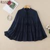 ZANZEA Blouse Décontractée pour Femme à Col Rond et Couleur Unie, Ample, à Manches Lanternes