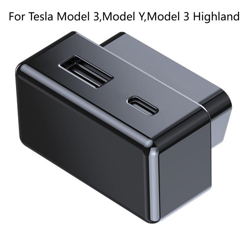For Tesla Model Y Juniper Launch 2025-2020 Model 3 Highland 2025-2017 X S OBD Adapter Charging Splitter USB TYPE-C Port Charger