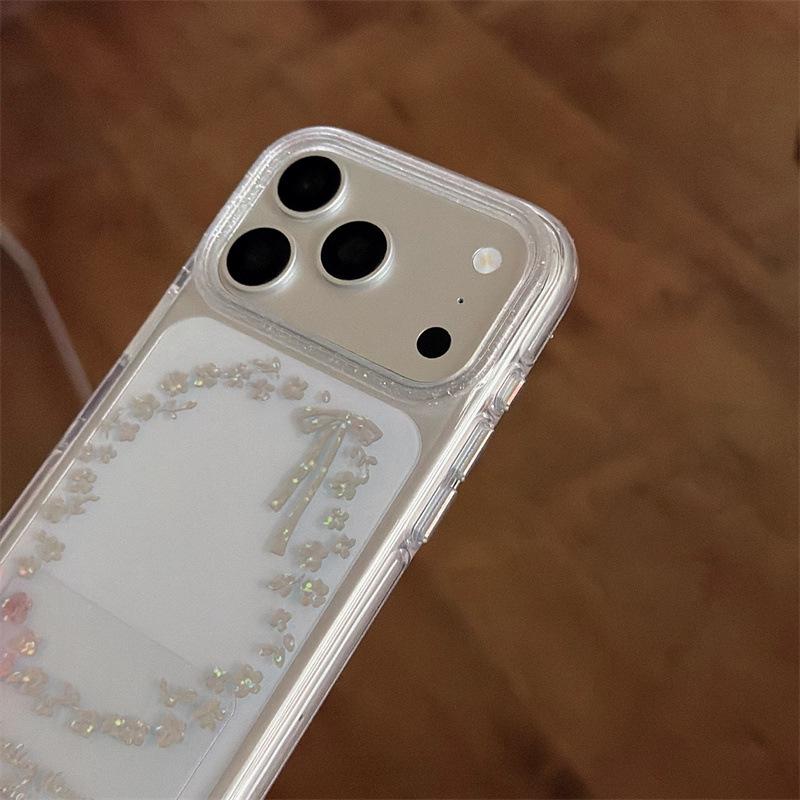 Korean Style Transparent Flower Bowknot Phone Case for iPhone 17/16 Pro Max/15/14 - High-End Feel