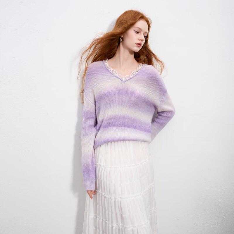

Sancai 2025 Autumn Gradient Striped V-Neck Sweater XL