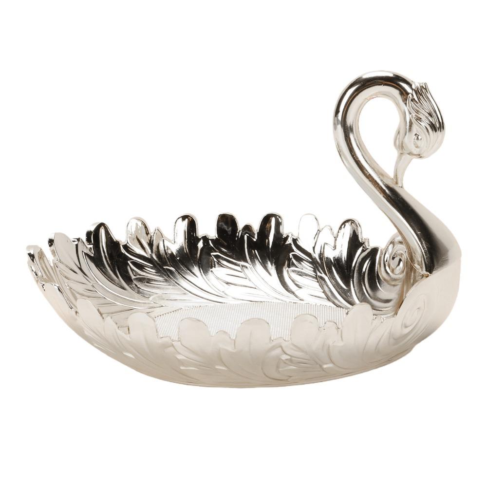 Zinc Alloy Fruits Serving Bowl Oval Cookie Storage Dish Antique Candy Serving Tray Hotel Bar